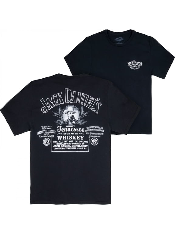 Jack Daniels Vintage Label Front and Back Print T-Shirt-Small