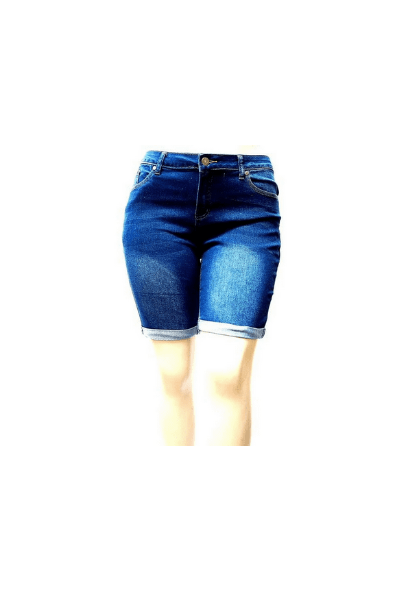 1826 Jeans/Wax Jeans Women's Plus Size Cuff Rolled Bermuda Shorts Curvy Denim