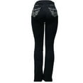 thumbnail image 1 of Jack David H&Y Rhinestone Studded Denim Bootcut Flap Pocket Jeans (Bootcut Black HY-383), 1 of 4