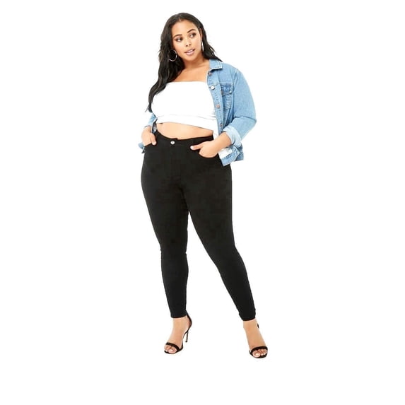 Jack David Black Womens Plus Size Stretch Soft Butter Skinny Premium Denim Jeans Pants