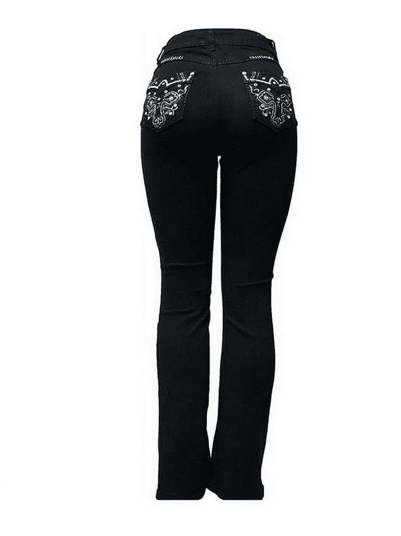 Jack David H&Y Rhinestone Studded Denim Bootcut Flap Pocket