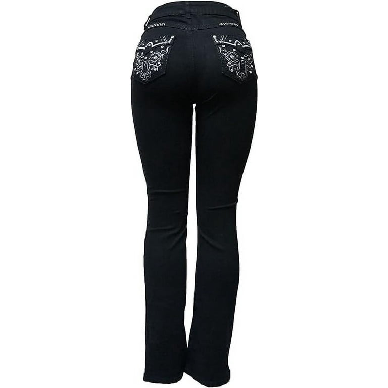 Jack David H&Y Rhinestone Studded Denim Bootcut Flap Pocket Jack David H&Y Rhinestone Studded Denim Bootcut Flap Pocket