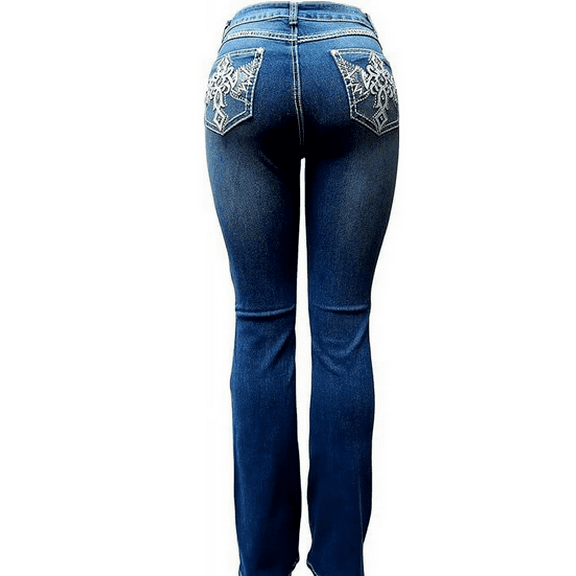 Jack David/H&Y Women's Rhinestone Bootcut Stretchy Denim Jeans Pants