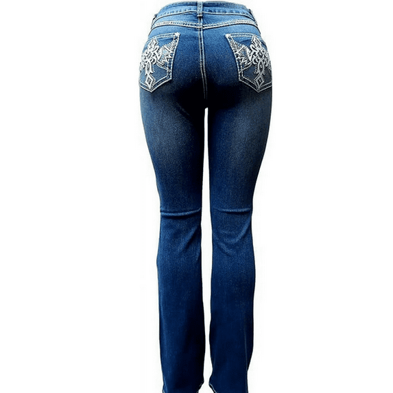 Jack David/H&Y Women's Rhinestone Bootcut Stretchy Denim Jeans Pants