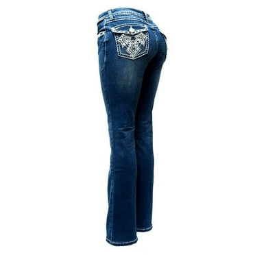 Jack David/H&Y Women's Rhinestone Bootcut Stretchy Denim Jeans Pants