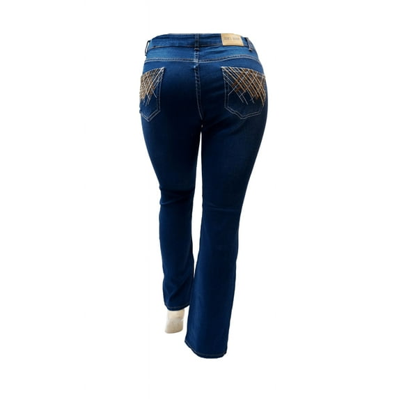 Jack David/Jean's Denim handcrafted Womens Rhinestone Strech Straight boot cut Denim jeans Pants Blue