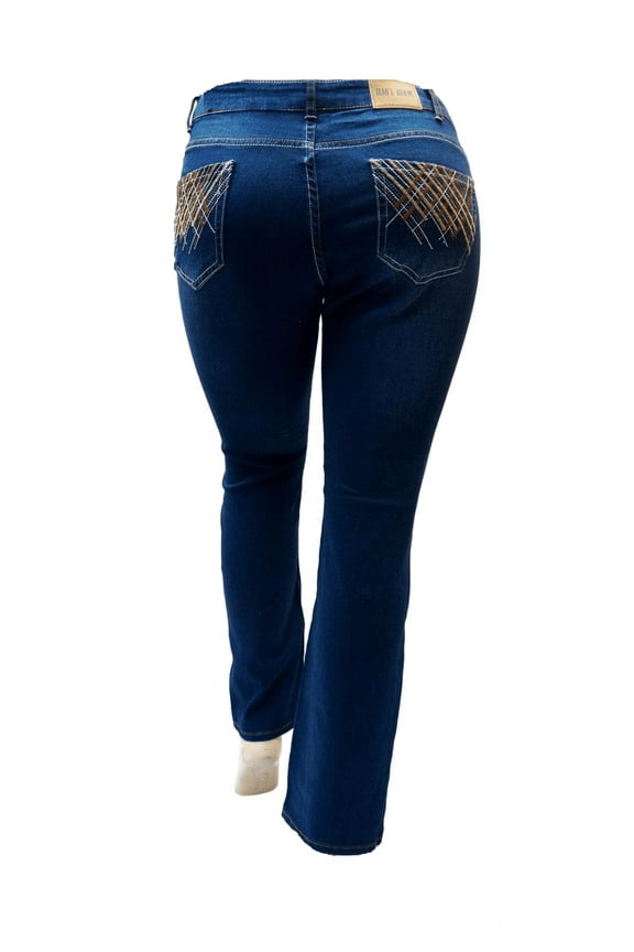 /Jean's Denim handcrafted Womens Rhinestone Strech Straight boot cut Denim jeans Pants Blue