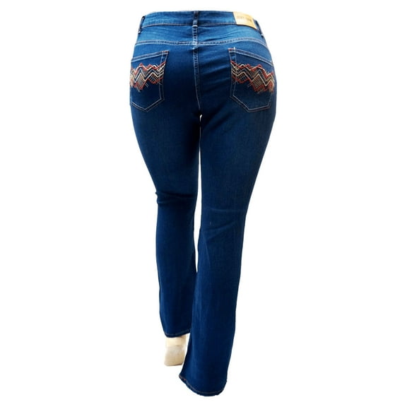 Jack David/Jean's Denim handcrafted Womens Rhinestone Strech Straight boot cut Denim jeans Pants Blue