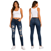 Jack David Juniors Womens Blue Denim Jeans Destroy Skinny Ripd Distressed