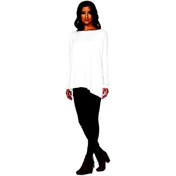 Jack David Piko Style Women's Famous Top Casual Oversized Soft Loose Fit Drop of Shoulder Boat Neck (Long Sleeve)