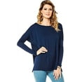 thumbnail image 1 of Jack David Piko Style Women's Famous Top Casual Oversized Soft Loose Fit Drop of Shoulder Boat Neck (Long Sleeve), 1 of 5