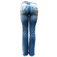 thumbnail image 1 of Jack David Rhinestone Studs Dark Wash Denim Bootcut Jeans (S1096), 1 of 8