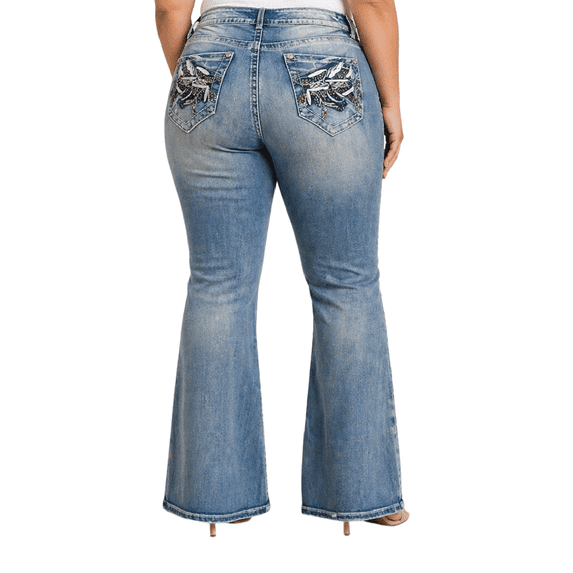 Jack David /Rock & Stone Women's Plus Size Stretch Premium Blue Black Denim Jeans Slim Bootcut Pants