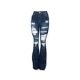 thumbnail image 1 of Jack David Women's Juniors 70s Trendy Flared Fitted Bell Bottom Denim Jeans, 1 of 4