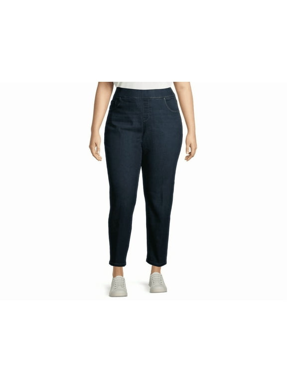 Pull-On Elastic Waist Stretch Denim Jeans Women's Plus size 1X 2X 3X