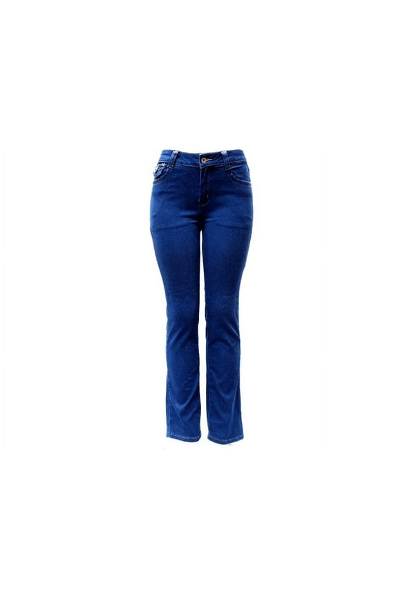 Women's Flop Pocket Straight Stretch Denim Jeans Pants NAVY