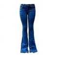 thumbnail image 1 of Jack David Women's Juniors 70s Trendy Flared Mid-Waist Fitted Bell Bottom Jeans, 1 of 3