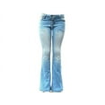 thumbnail image 1 of Jack David Women's Juniors 70s Trendy Flared Mid-Waist Fitted Bell Bottom Jeans, 1 of 5