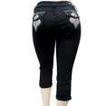 thumbnail image 1 of Jack David Women's Plus Capri Casual Stretch Jeans - Black, 1 of 5