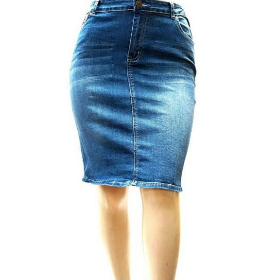 Jack David Women's Plus Size Blue Soft Curvy Stretch Denim Jeans Skirt 1X 2X 3X