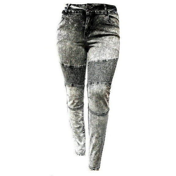 Jack David Women's Plus Size Moto Biker Stretch Skinny Denim Jeans Pants Y1648