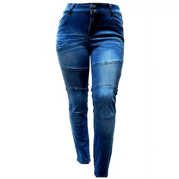 Jack David Women's Plus Size Moto Biker Stretch Skinny Denim Jeans Pants Y1648