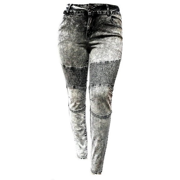 Jack David Women's Plus Size Moto Biker Stretch Skinny Denim Jeans Pants Y1648