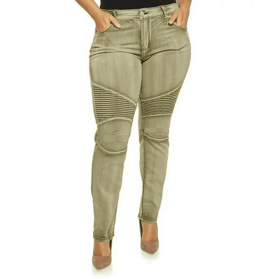 Jack David Women's Plus Size Moto Biker Stretch Skinny Denim Jeans Pants Y1648