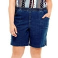 thumbnail image 1 of Jack David Women's Plus Size Pull On DARK BLUE Denim Jean Short With Elastic (UI994), 1 of 4