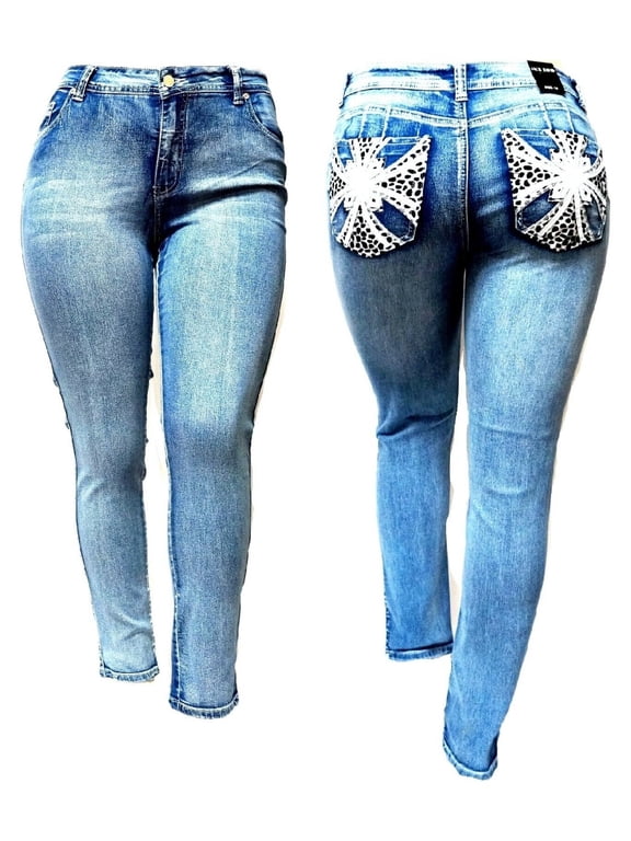 Women's Plus Size Stretch Premium Blue Denim Jeans Pants