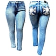 thumbnail image 1 of Jack David Women's Plus Size Stretch Premium Blue Denim Jeans Skinny Pants 35057B, 1 of 5