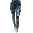 thumbnail image 1 of Jack David Women's Plus Size Stretch Distressed Ripped Blue Skinny Denim Jean Pants (L0026X), 1 of 3