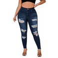 thumbnail image 1 of Jack David Women's Plus Size Stretch Distressed Ripped Blue Skinny Denim Jeans Pants, 1 of 4