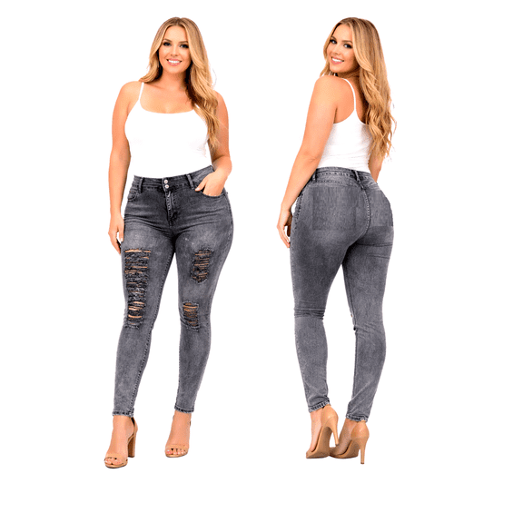 Jack David Women's Plus Size Stretch Distressed Ripped Skinny Denim Jeans Pants