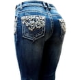 thumbnail image 1 of Jack David Women's Rhinestone Mid Rise Bootcut Stretchy Denim Jeans Pants (Bootcut Blue NV4007), 1 of 4