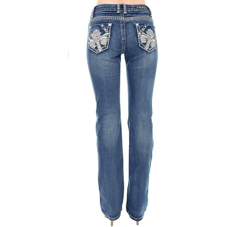 Jack David Women's Mid Rise Bootcut Jeans with Rhinestones Jack David Women's Mid Rise Bootcut Jeans with Rhinestones