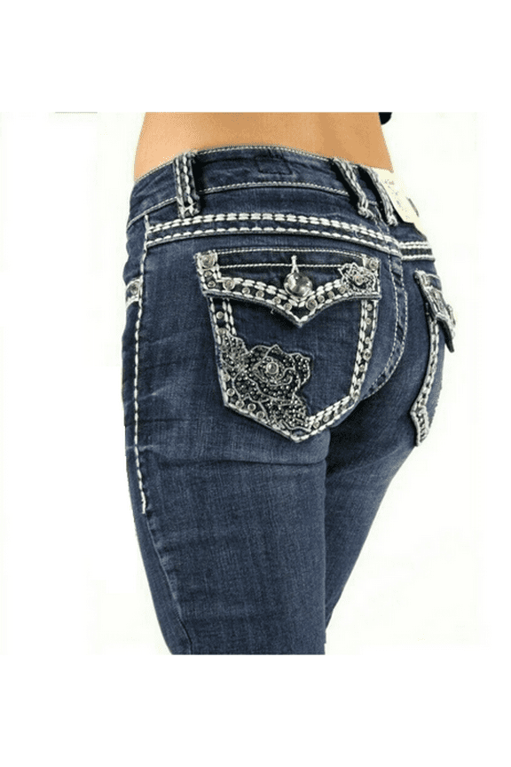 /H&Y Women's Rhinestone Bootcut Stretchy Denim Jeans Pants