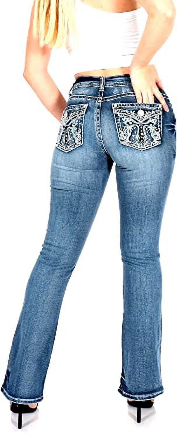 Madilyn High Rise Coated Denim Boot-Cut Pants (Black)