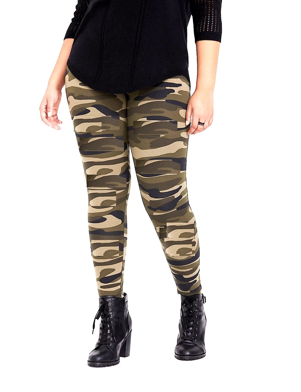 Jack David Womens Plus Size Army Camouflage Soft Leggings 1X-2X-3X ...