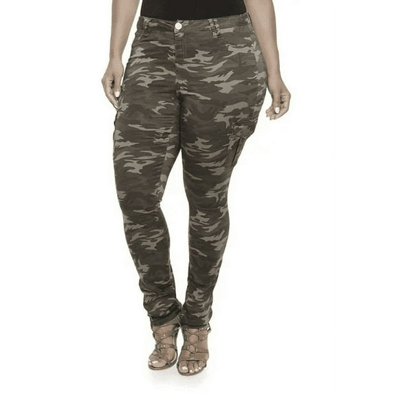 Jack David Womens Plus Size Camouflage cargo Stretch Skinny Leg twill Jean Pants