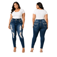 thumbnail image 1 of Jack David Womens Plus Size Distressed Ripped Destroy Blue Denim Jeans Skinny (N596-Ripped), 1 of 6