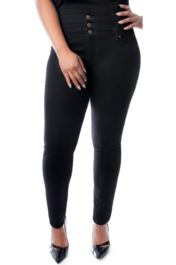 Womens Plus Size High Waisted BLACK/BLUE Stretch Skinny DENIM JEANS PANTS