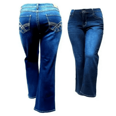 Jack David Womens Plus Size Navy Blue Denim Jeans Pants Curvy Stretch Relaxed Fit