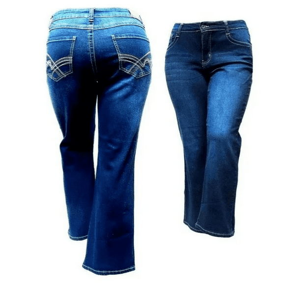 Jack David Womens Plus Size Navy Blue Denim Jeans Pants Curvy Stretch Relaxed Fit