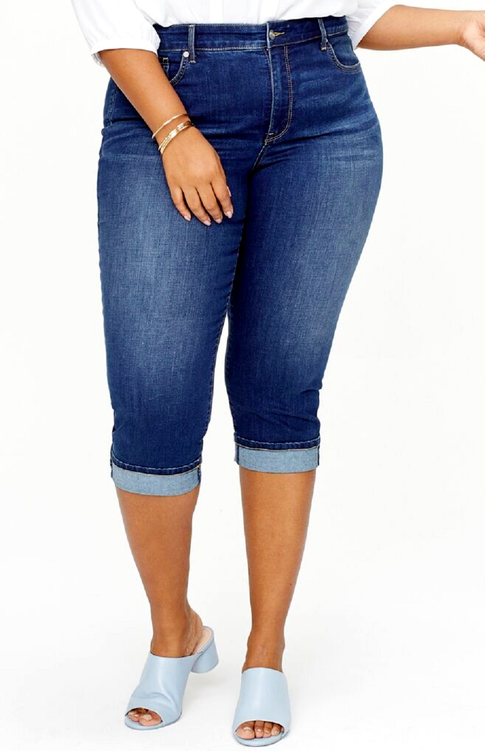 Ariya Junior Plus Stretch Denim Capri Jeans – Dark Wash, Mid-Rise, Women’s