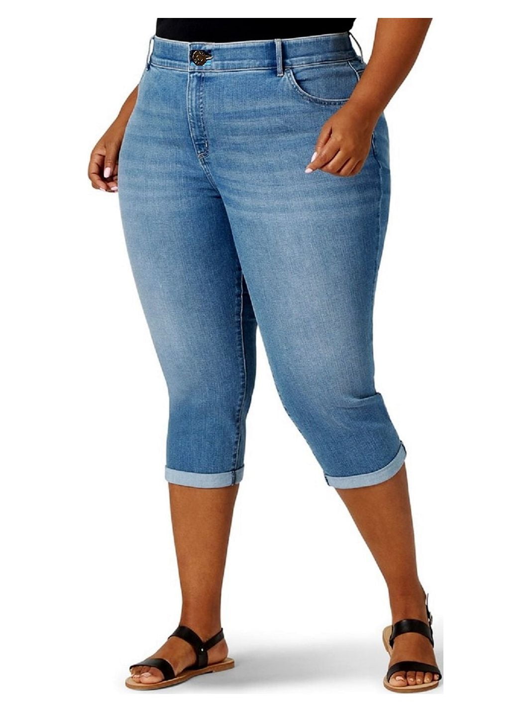 Jack David Womens Plus Size Stretch Capri Denim Jeans Pants Medium