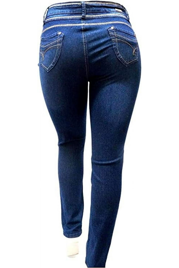 Womens Plus Size Stretch Dark Blue Black High Waist Denim Jeans Skinny Pants