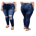 thumbnail image 1 of Jack David Womens Plus Size Stretch Distressed Ripped Blue Skinny Denim Jeans (WV74422-R), 1 of 7