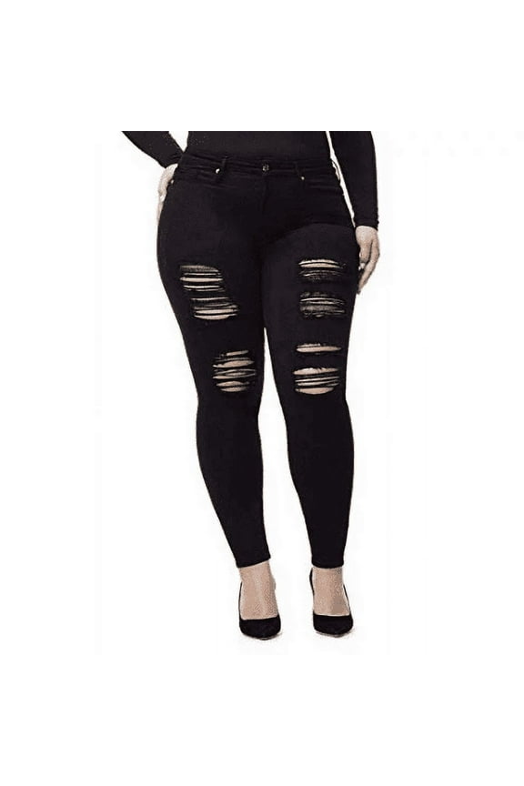 Womens Plus Size Stretch Distressed Ripped Skinny Denim Jeans Pants