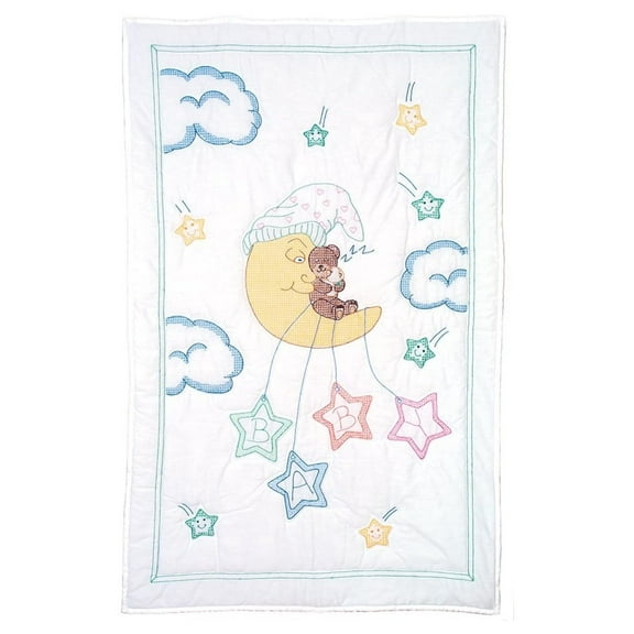 Jack Dempsey Bear on the Moon Crib Quilt Top